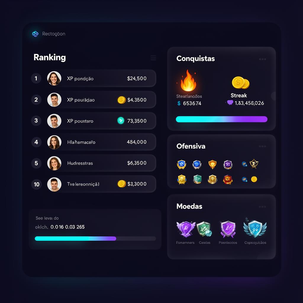 Mockup Ranking & gamificação da plataforma Uni+